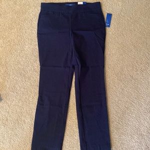new With Tags Apt 9 Navy Blue Pull On Pants With Pockets.Mid Rise Straight.
